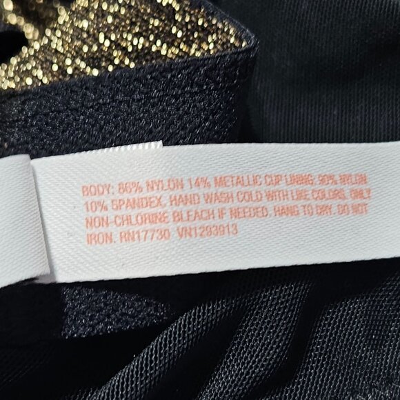 Colsie Black Gold Glitter Triangle Bralette Bra Size XL Adjustable Straps Women - Picture 4 of 6